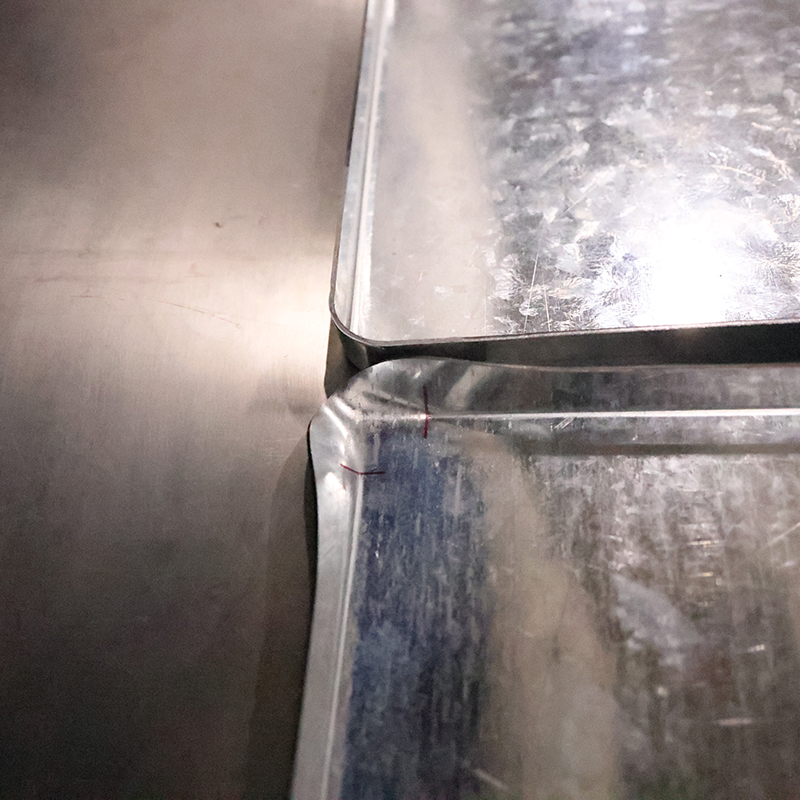 Comparison of corner forming workpiece before and after